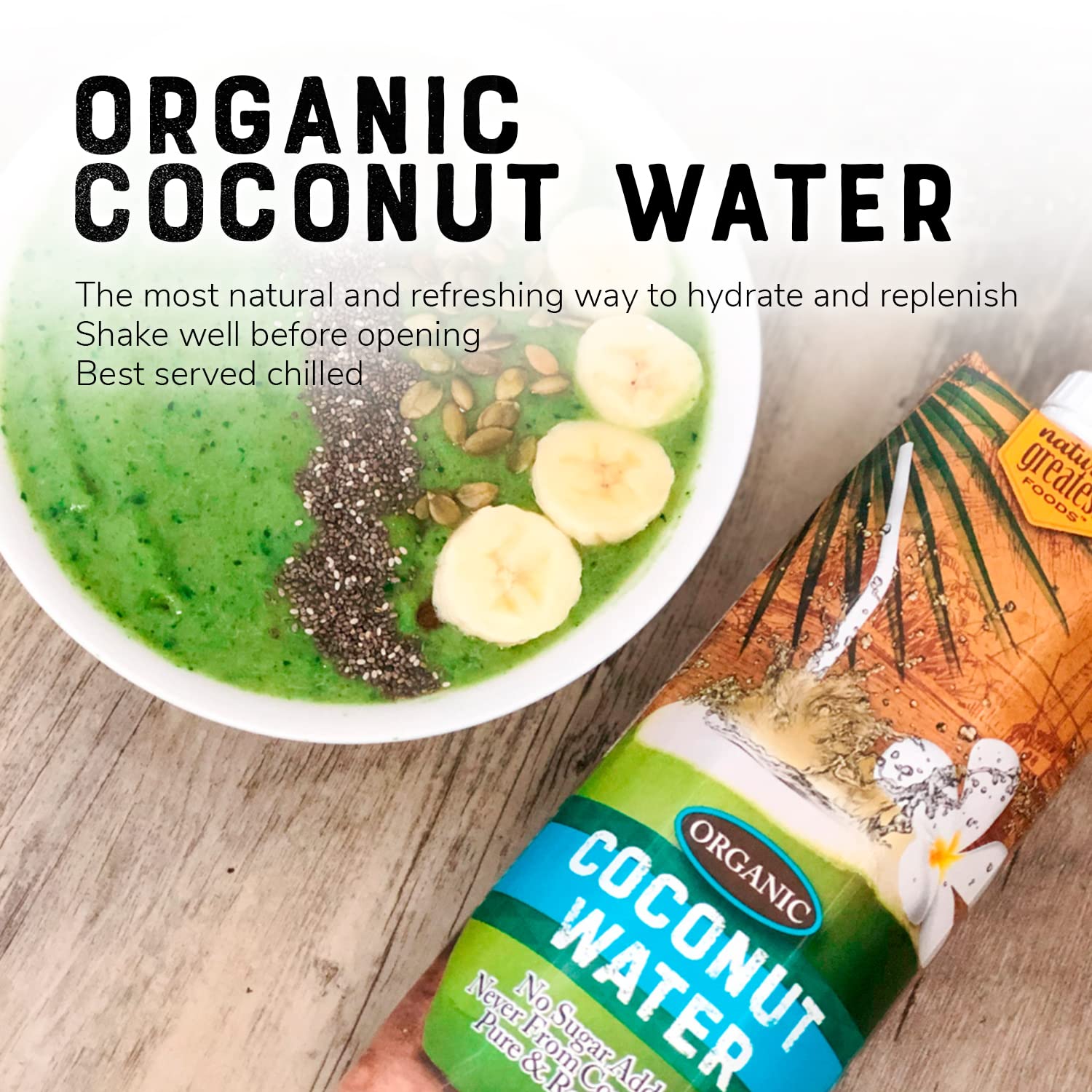 Nature's Greatest Foods carton held in hand to show one-liter size and portability