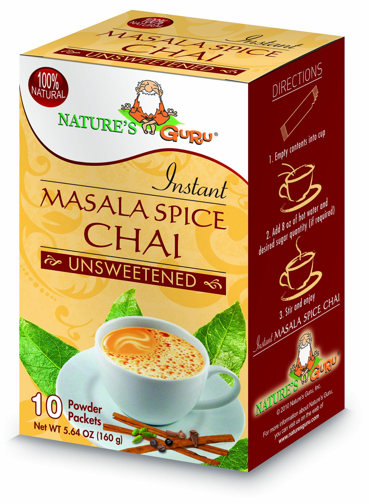 Nature's Guru single-serve packet front showing blend and quick brew