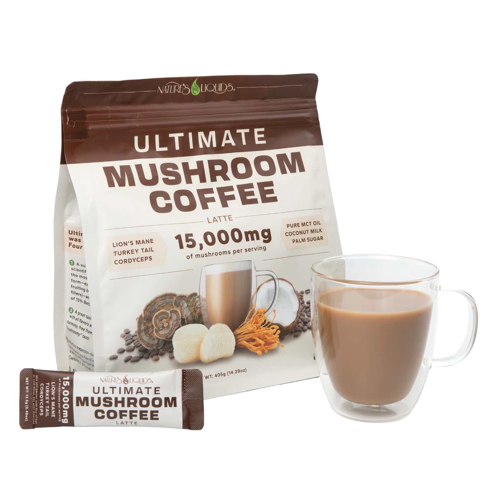 Nature's Liquids front packaging showing 30 stick packs and benefits