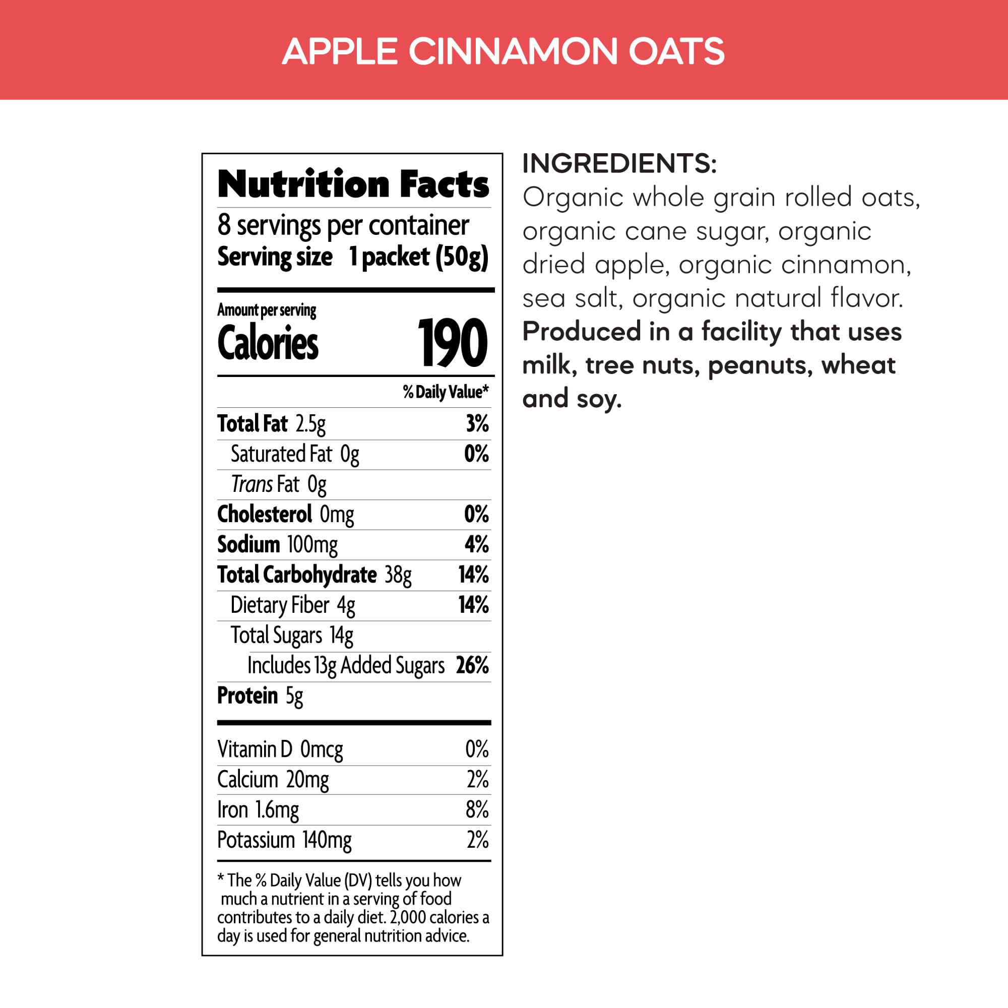 Nature's Path nutrition label on box, quick view of organic and protein info