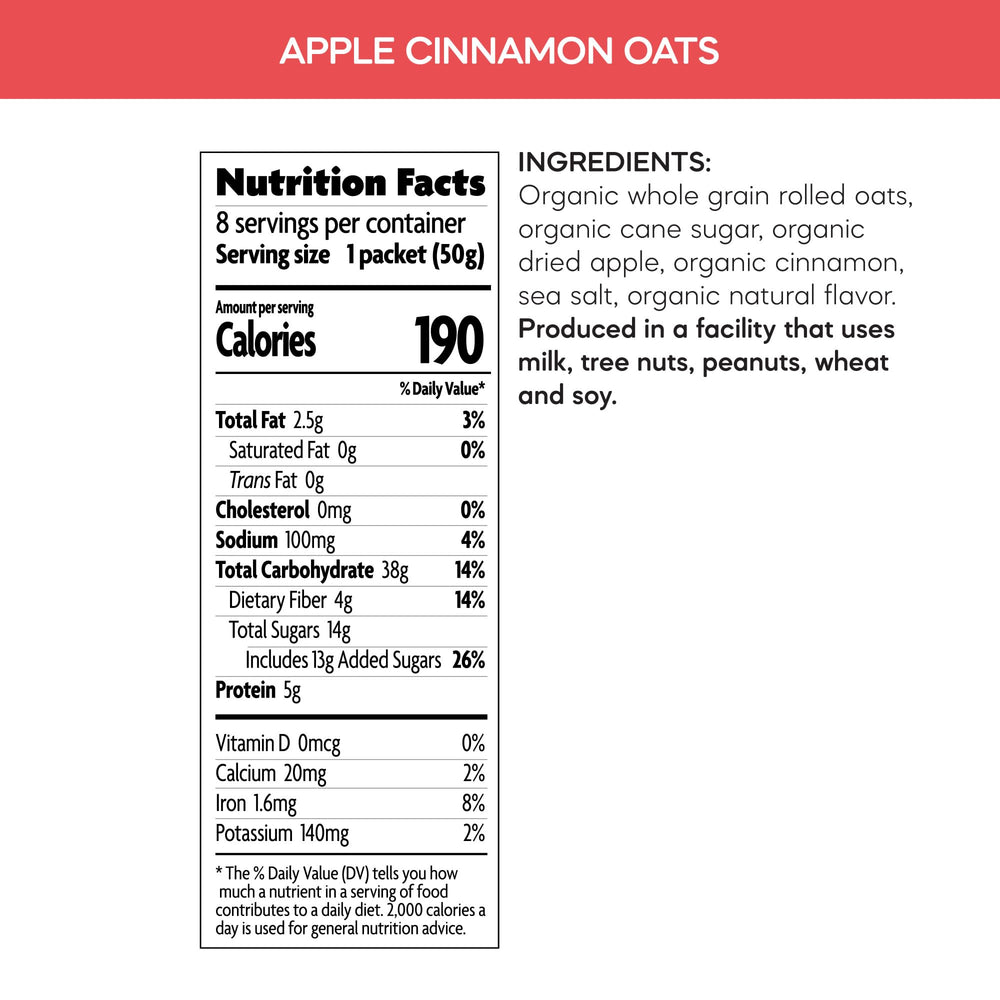 Nature's Path nutrition label on box, quick view of organic and protein info