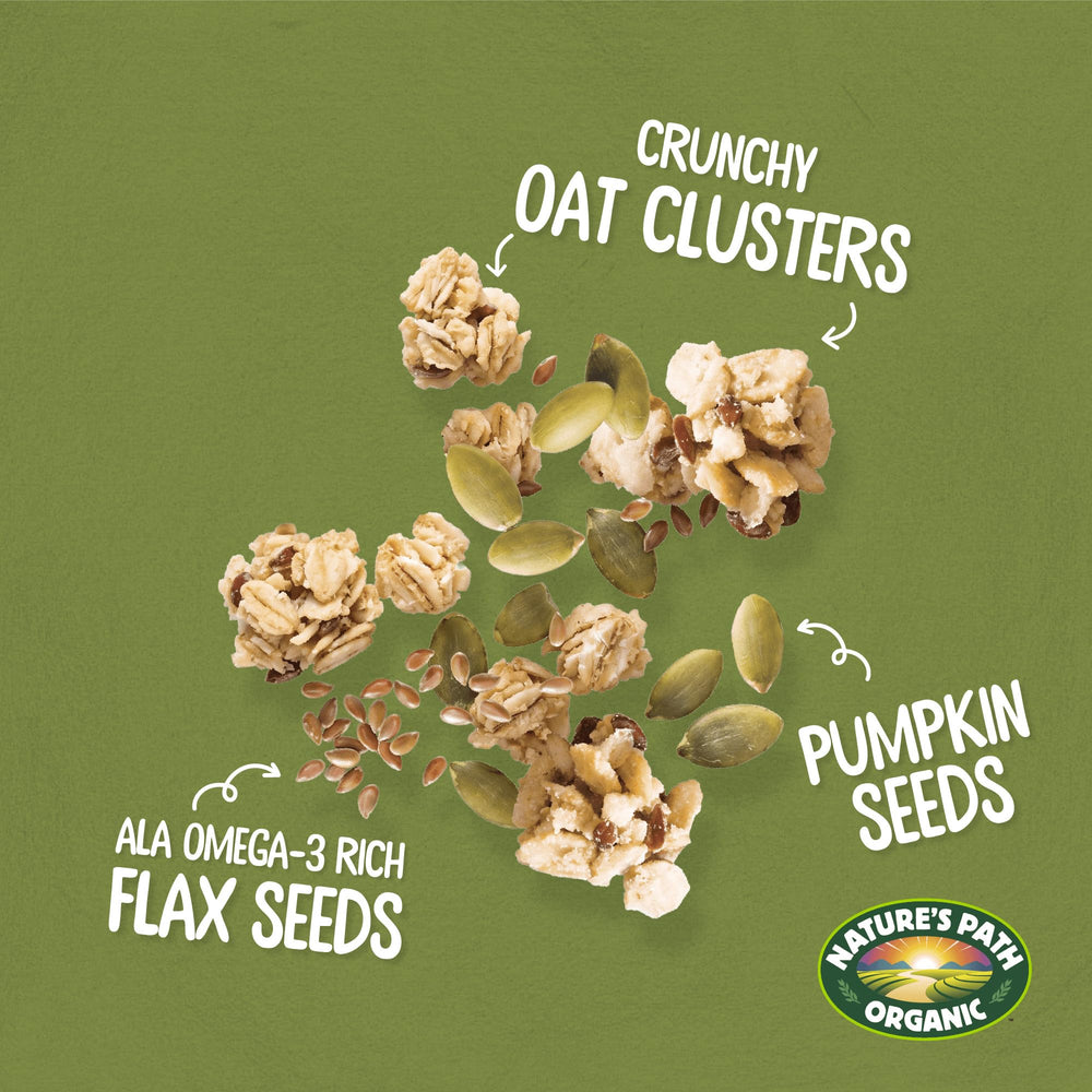 Nature's Path opened 25 lb case showing bulk granola supply benefit