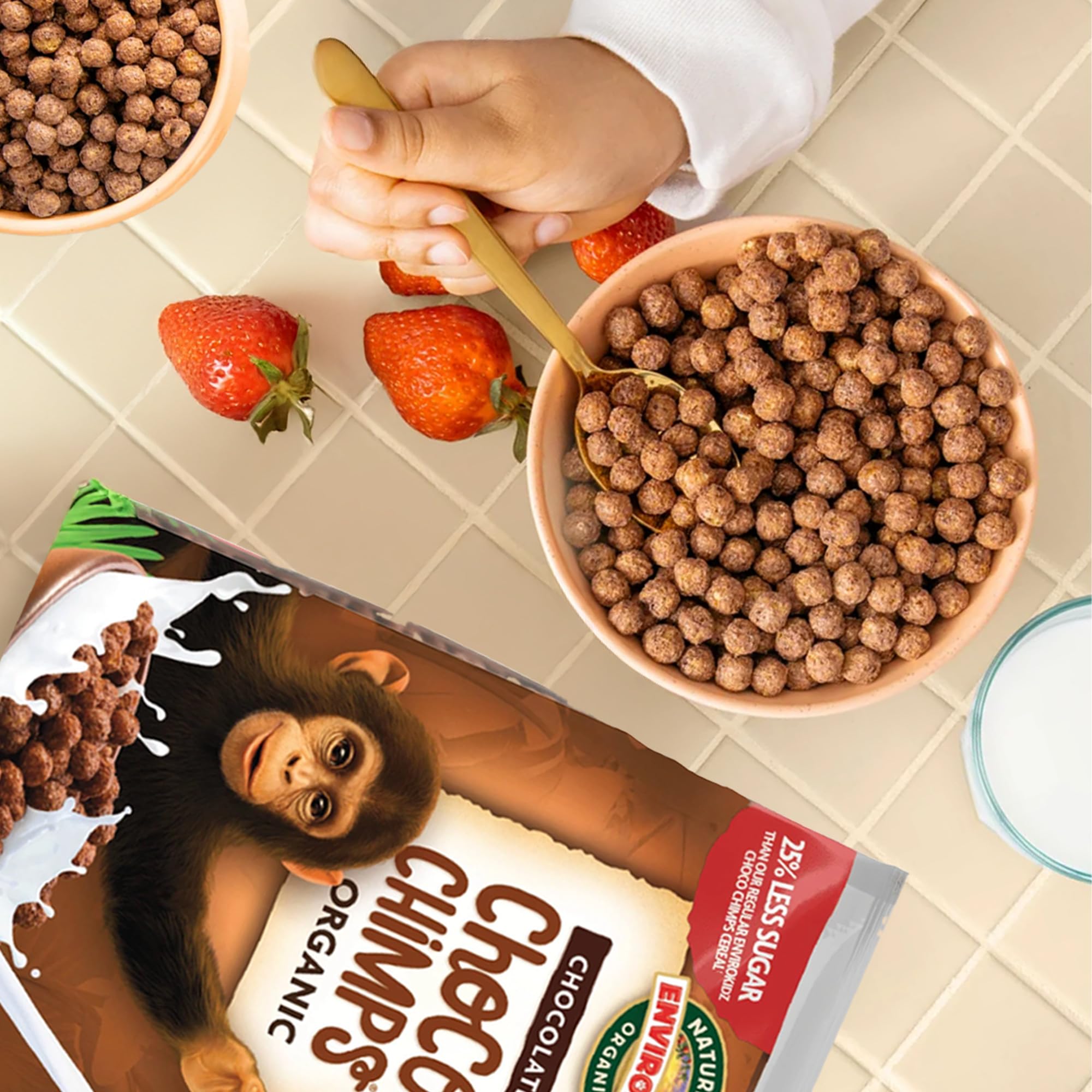 Nature's Path label badges showing organic, non-GMO, gluten-free benefits