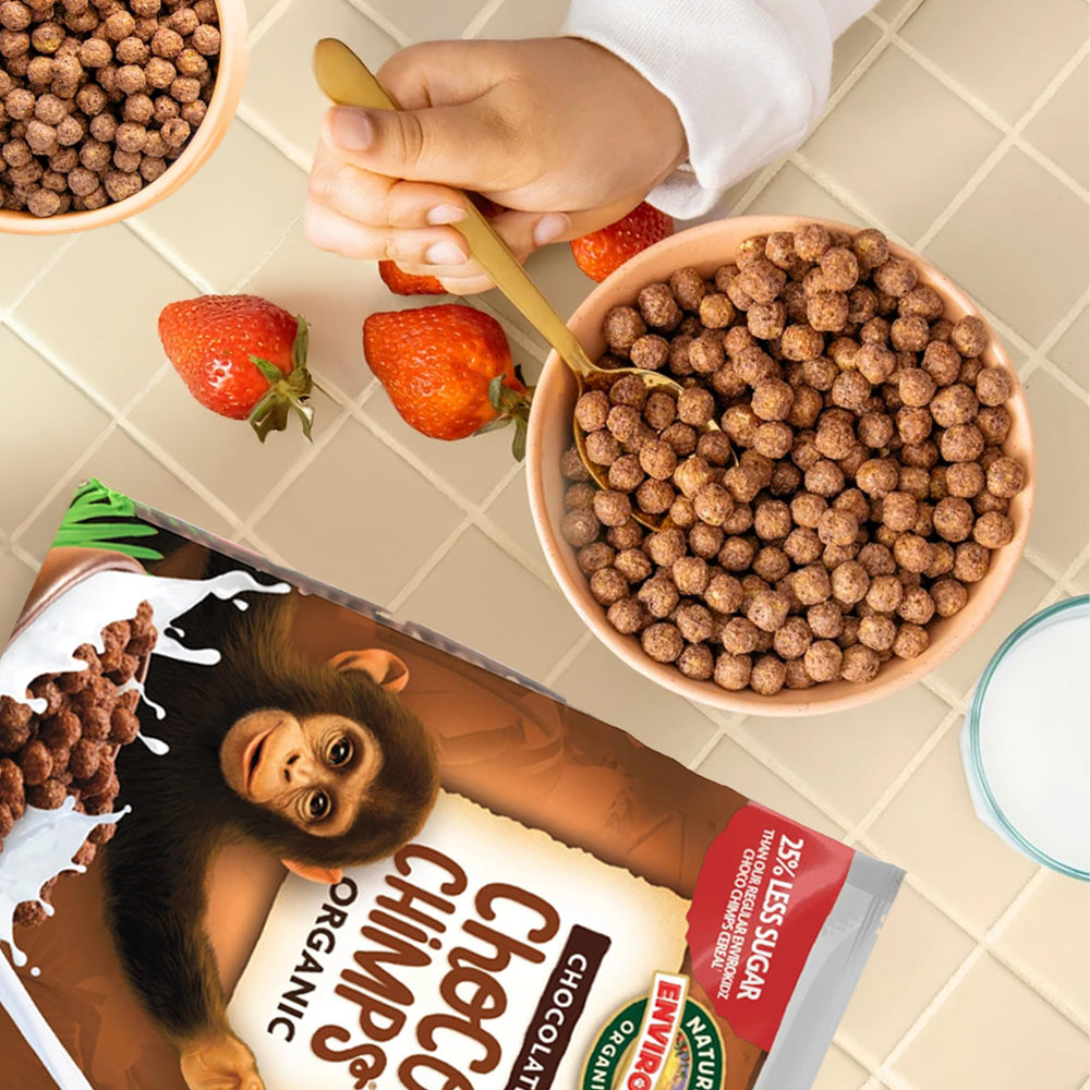Nature's Path label badges showing organic, non-GMO, gluten-free benefits