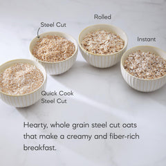 Nature's Path close-up of steel cut oat texture showing hearty, nutty benefit