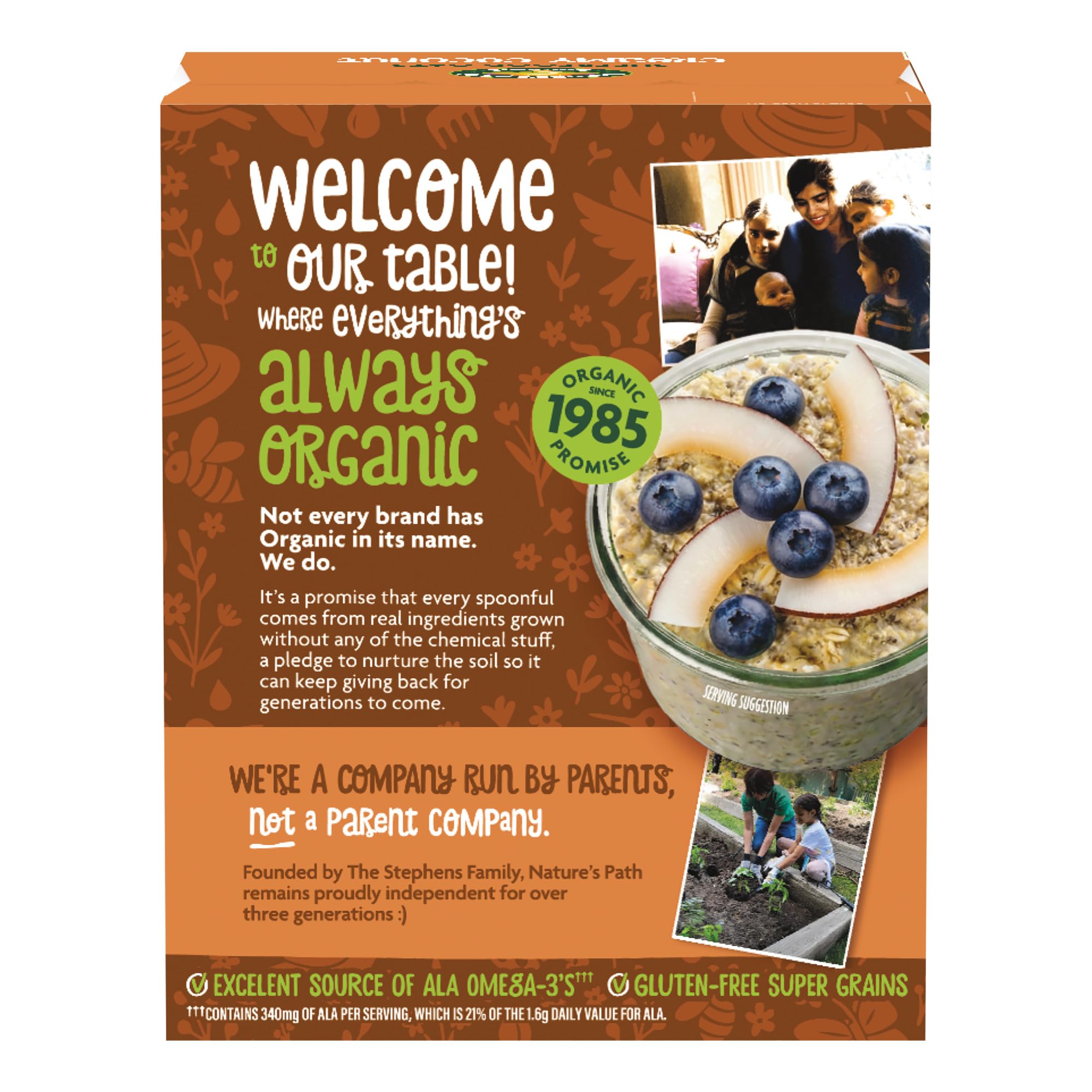 Nature's Path oatmeal plated in a breakfast scene showing convenience and healthy start