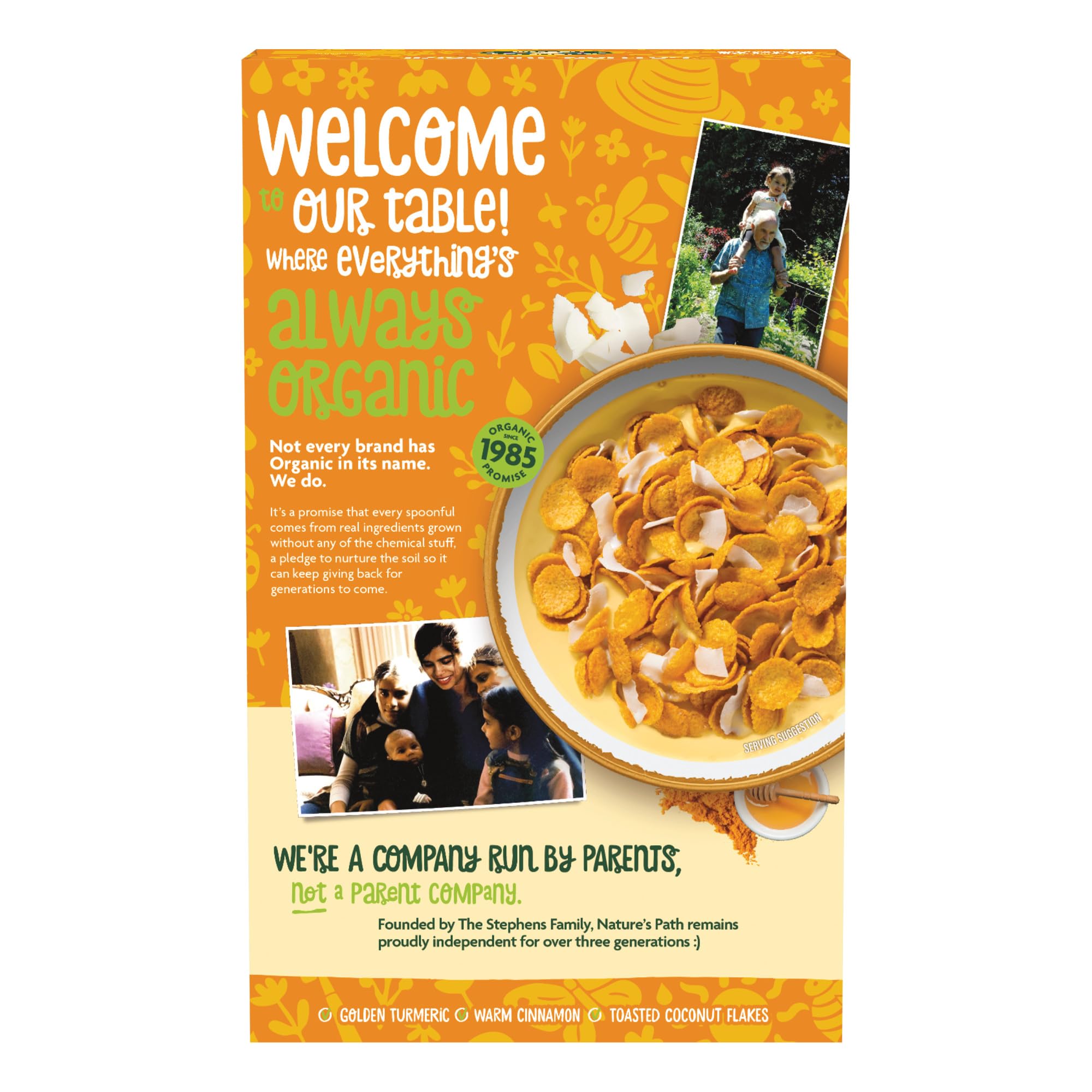 Nature's Path box beside a measuring cup for size and portion clarity