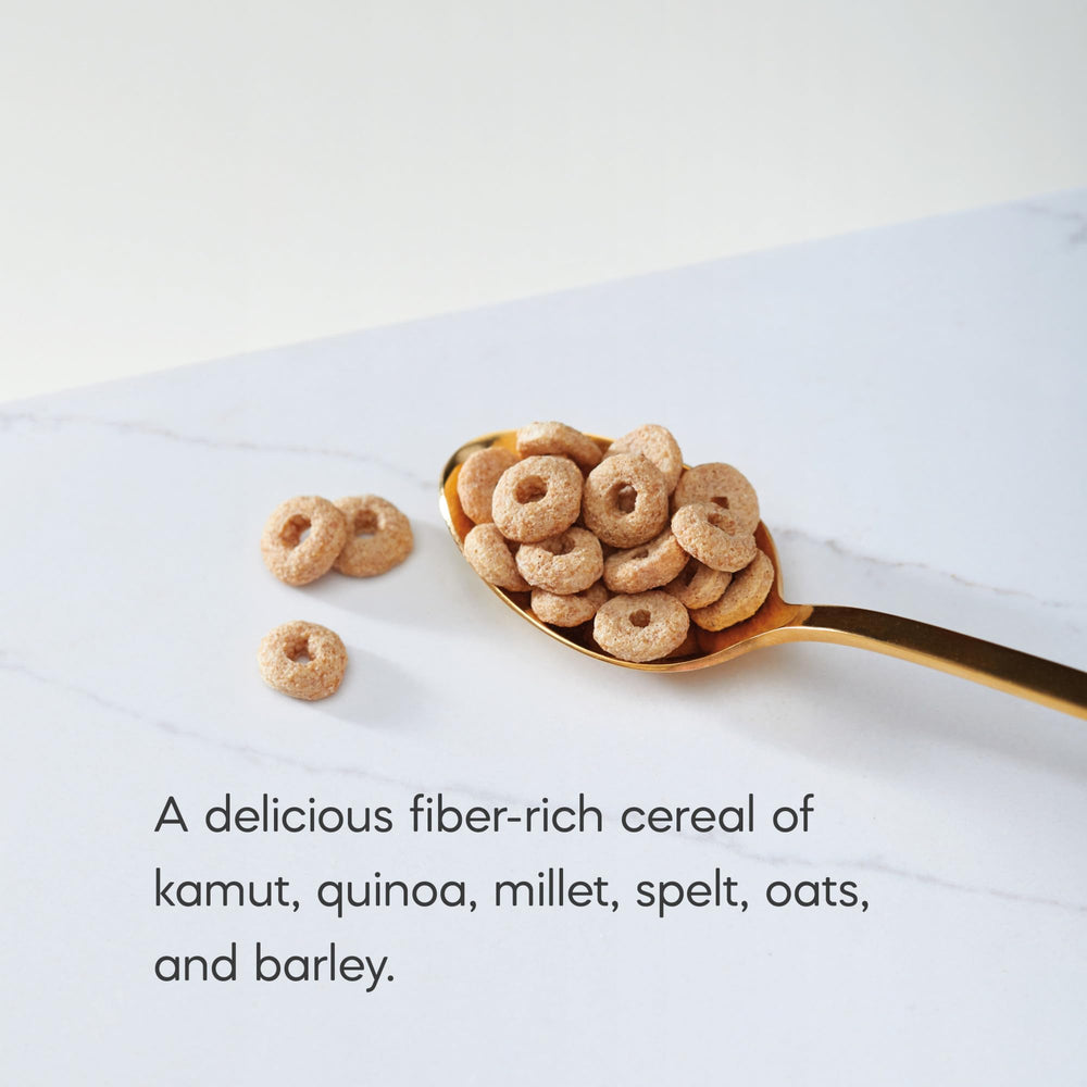 Nature's Path bowl of Heritage O's with milk showing lasting crunch and easy breakfast
