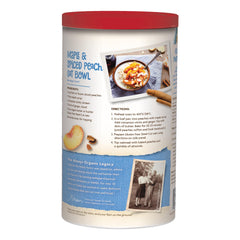 Nature's Path open canister with visible steel cut oats for easy portioning benefit