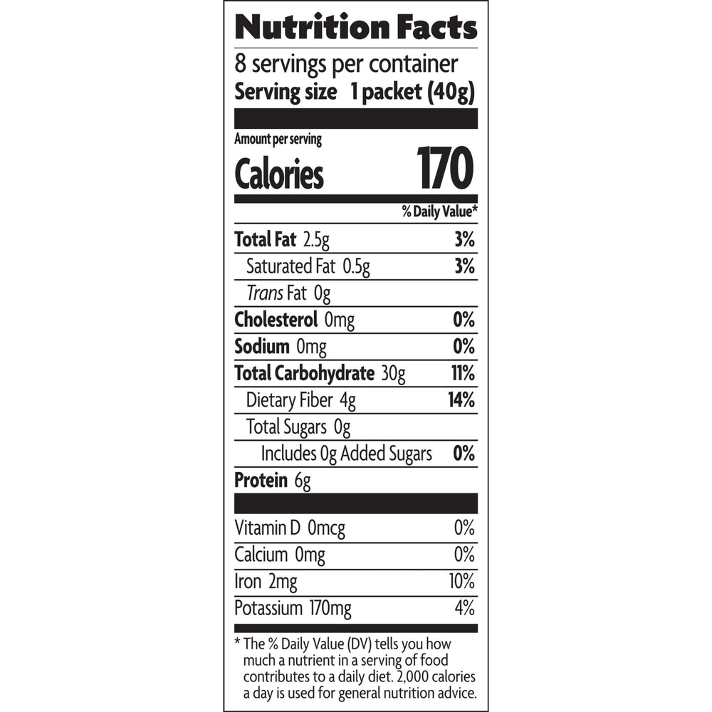 Nature's Path packets beside a measuring cup to show serving size and practicality
