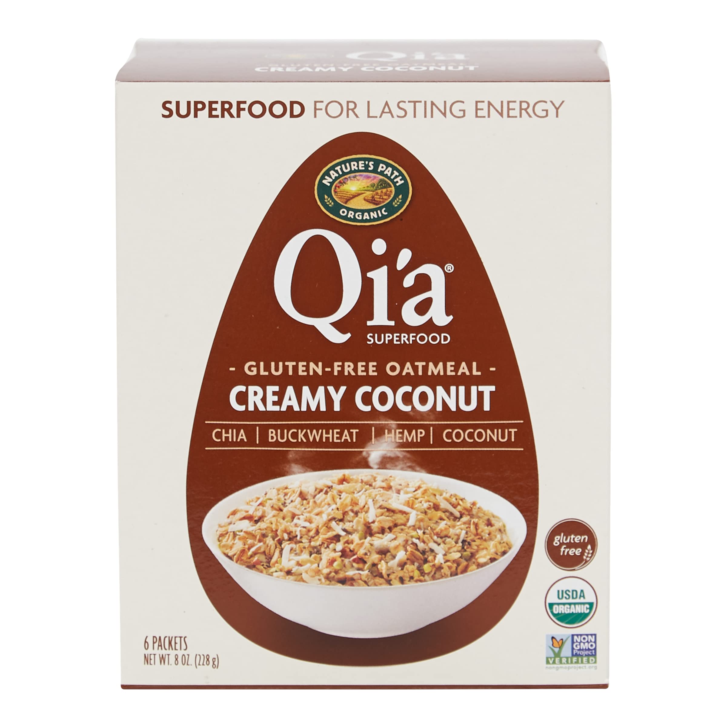 Nature's Path Qi'a single-serve packet displayed for grab-and-go convenience