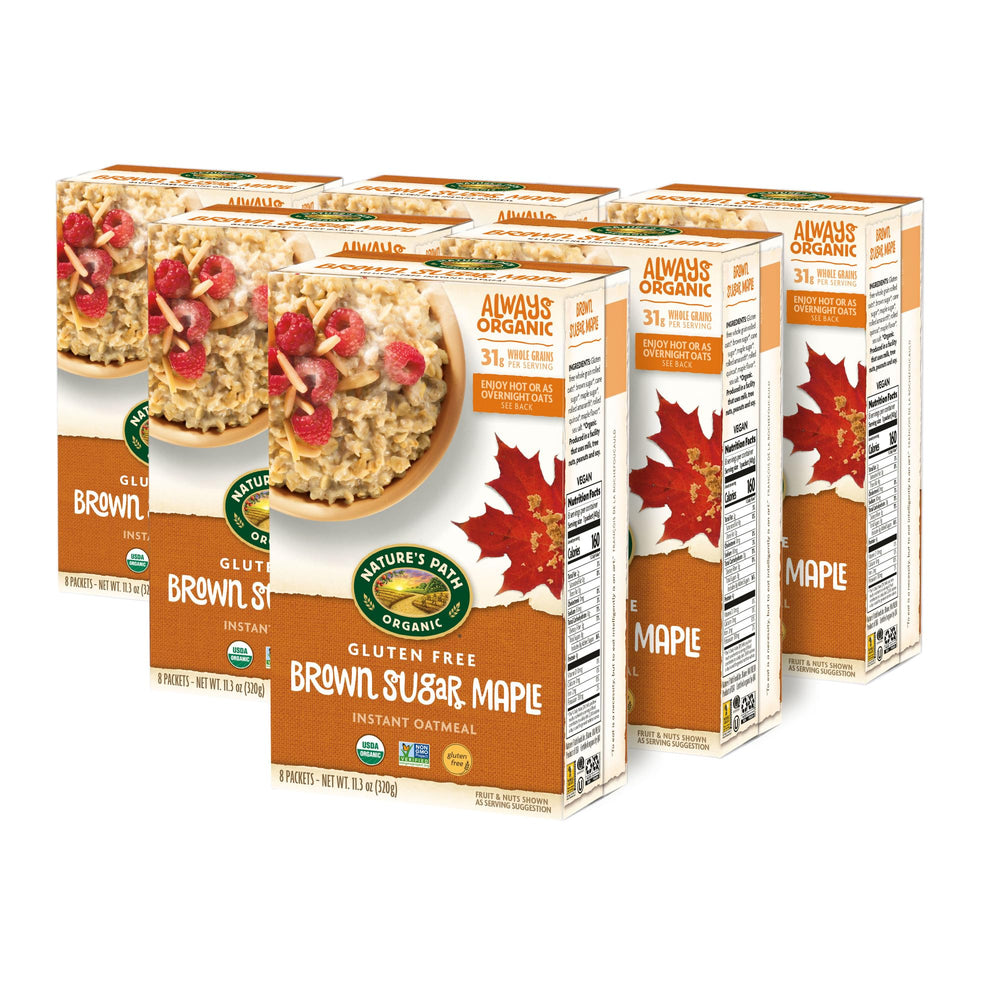 Nature's Path single-serve packet close-up showing texture and easy-prepare benefit