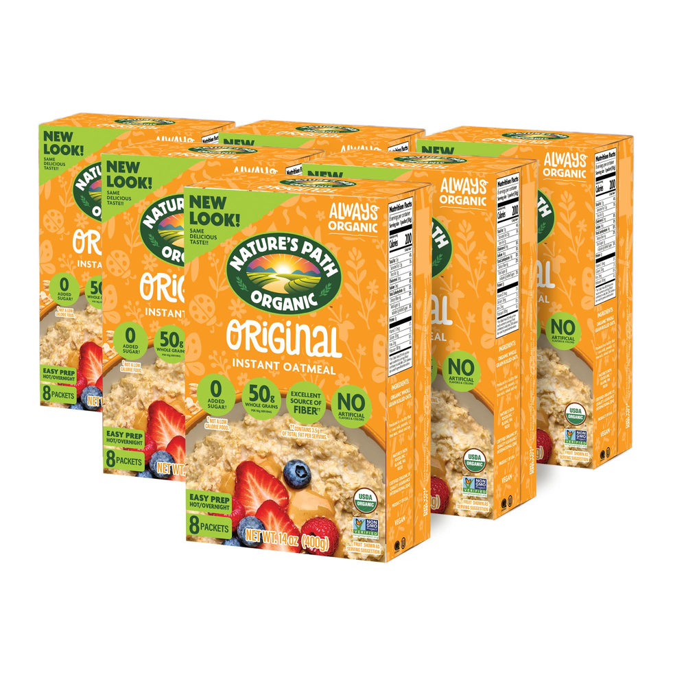 Nature's Path single-serve packet close-up highlighting organic whole grain convenience