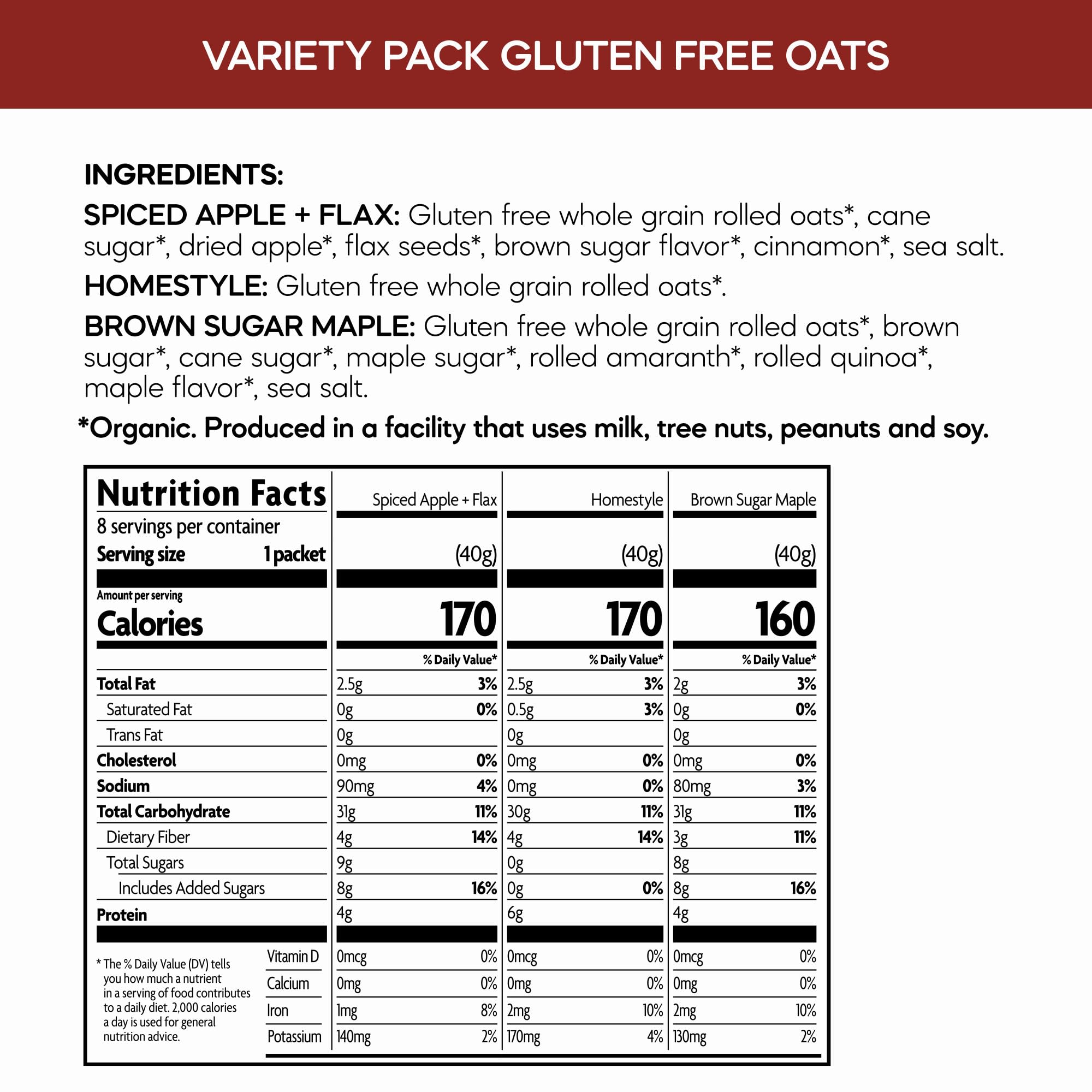 Nature's Path spiced apple plus flax packet detail showing added flax benefit