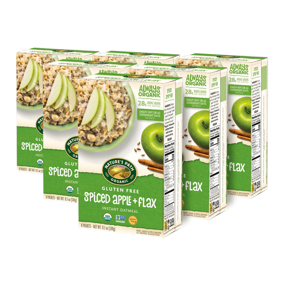 Nature's Path single-serve packet ready for hot water for fast breakfast