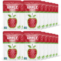 Nature's Turn front packaging showing 24-bag apple crisps and benefits