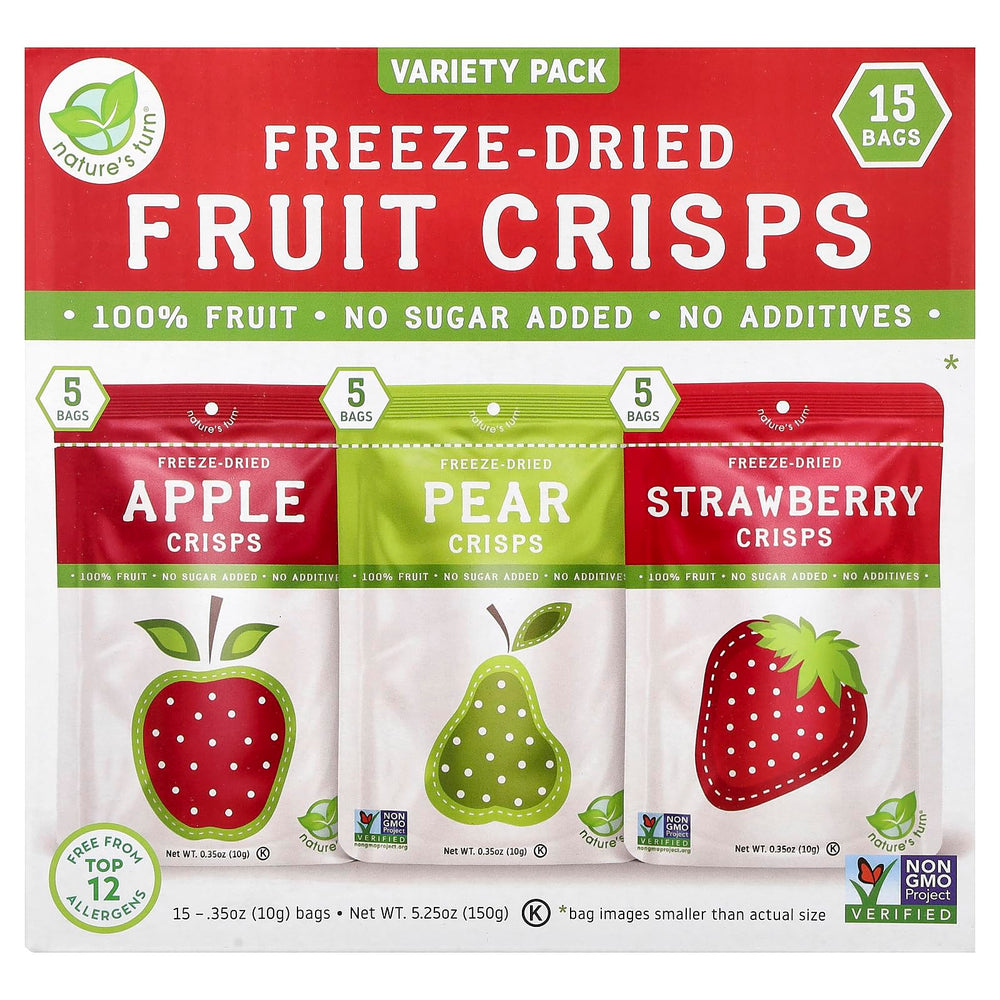 Nature's Turn front packaging showing 15 single-serve bags for portioned convenience