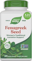 Nature's Way front label showing fenugreek seed capsules and benefits