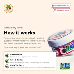 Nature's Wild Berry serving size in hand demonstrating how many halves to use