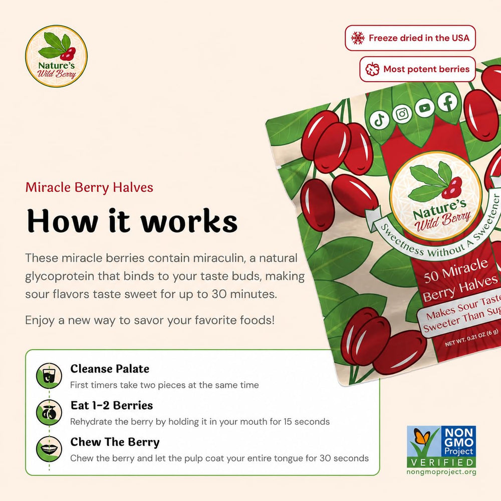 Nature's Wild Berry beside lemon to illustrate sour-to-sweet transformation during tasting
