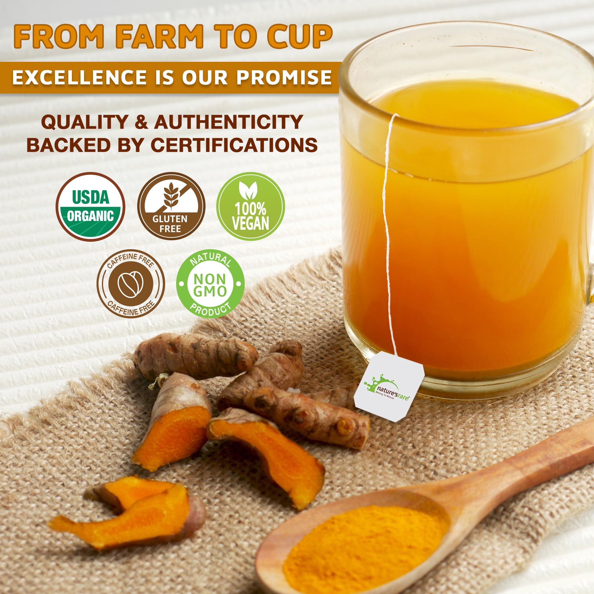 Nature's Rare opened sachet showing bright turmeric powder inside