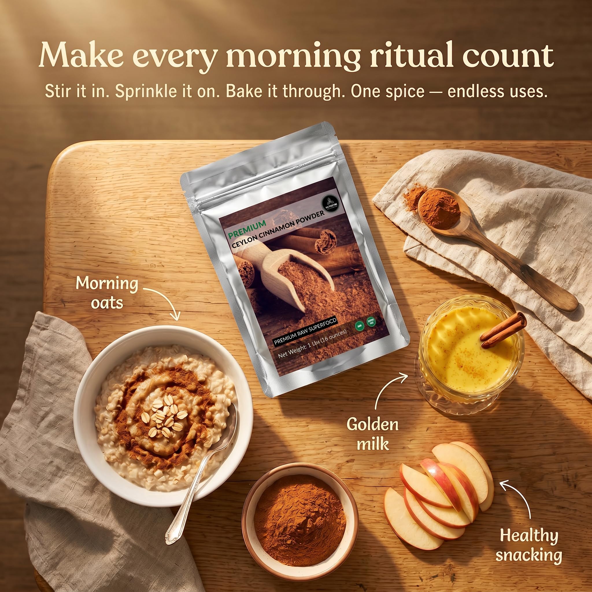 Naturevibe Botanicals one-pound bag beside a ruler showing size and scale convenience