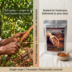 Naturevibe Botanicals spoon holding ground Ceylon cinnamon ready for recipes