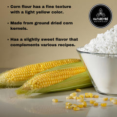 Naturevibe Botanicals close-up of fine corn flour texture for smooth baking