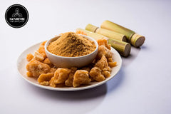 Naturevibe Botanicals close-up of jaggery powder texture emphasizing fine grind and consistent quality