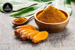 Naturevibe Botanicals powder pouring from scoop illustrating smooth flow for mixing and dosing benefit