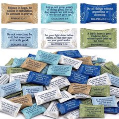 Naucoos front bulk bag showing 300-piece scripture mints and resealable seal benefit