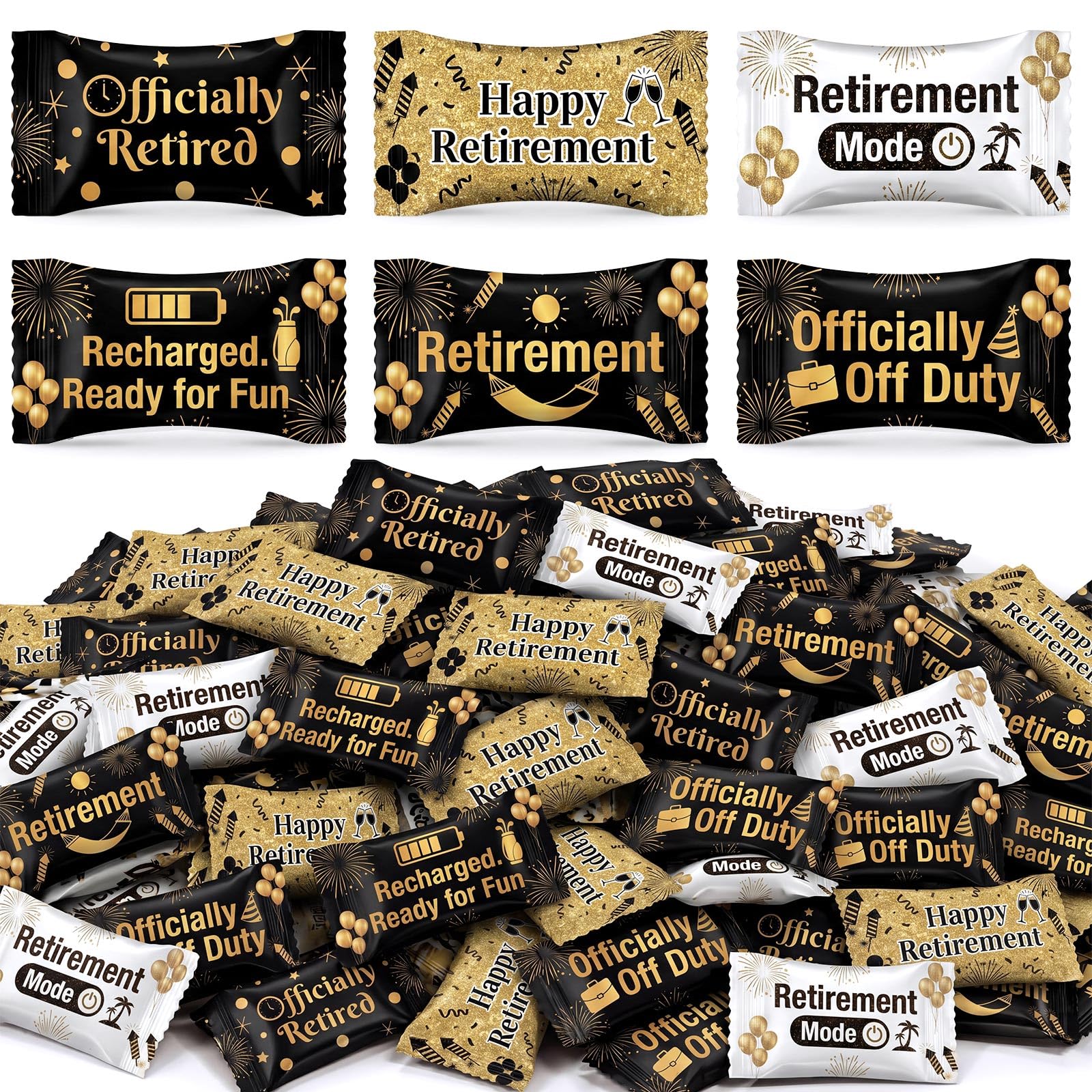 Naucoos front packaging showing black gold wrappers and festive retiree motifs for elegant presentation