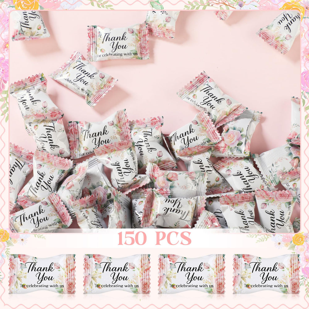 Naucoos individually wrapped mint close-up highlights elegant floral wrapper