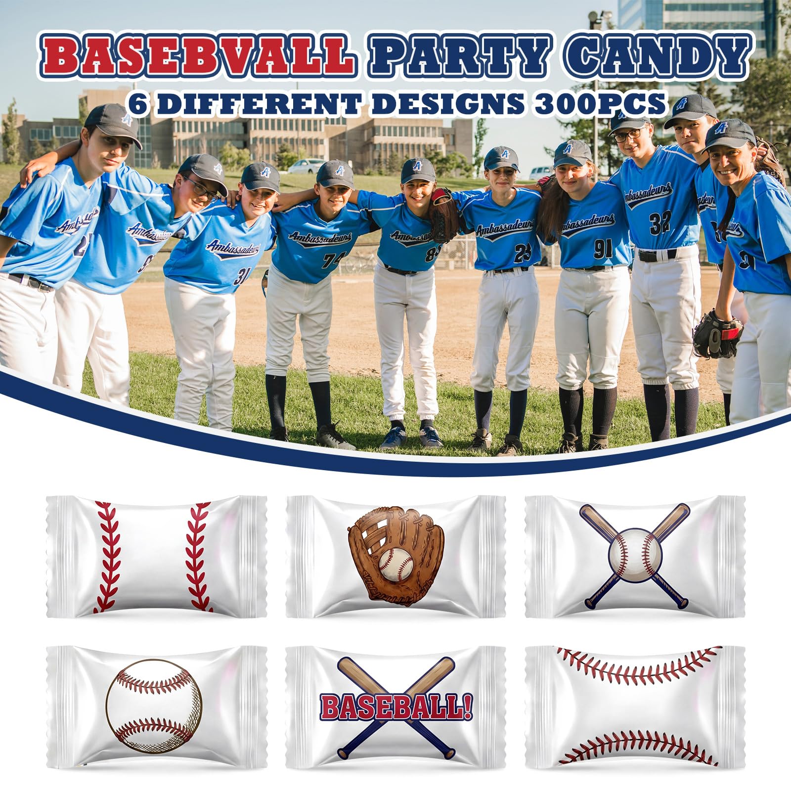 Naucoos six baseball-themed wrapper designs adding a festive game-day look