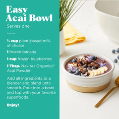 Navitas Organics powder in a scoop on a scale shows portion control and convenience