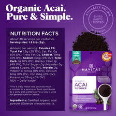 Navitas Organics powder close-up texture showing fine freeze-dried berry for easy mixing