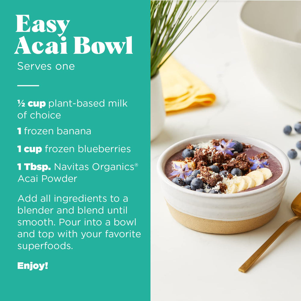 Navitas Organics açaí bowl in use adding color and flavor to breakfast
