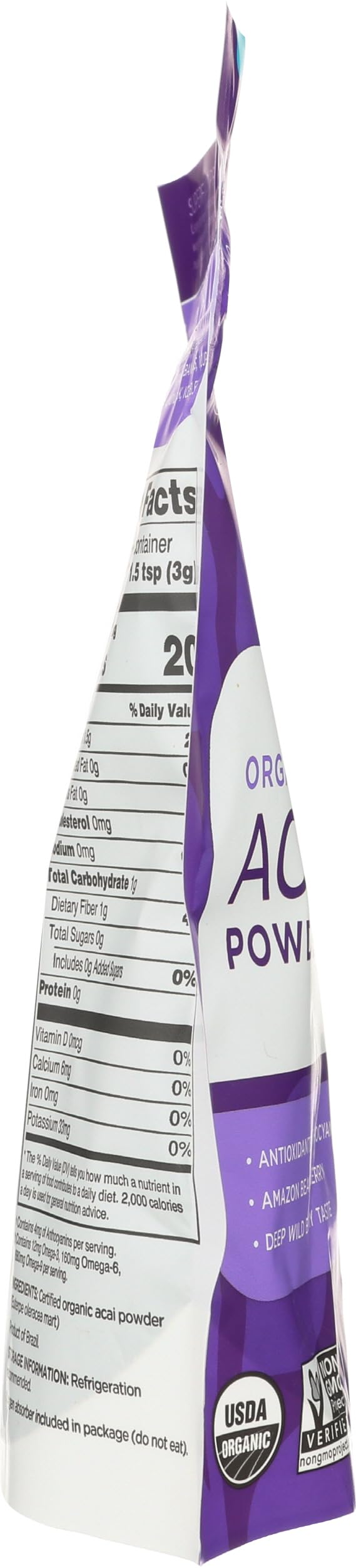 Navitas Organics pouch label with USDA Organic and non-GMO seals visible