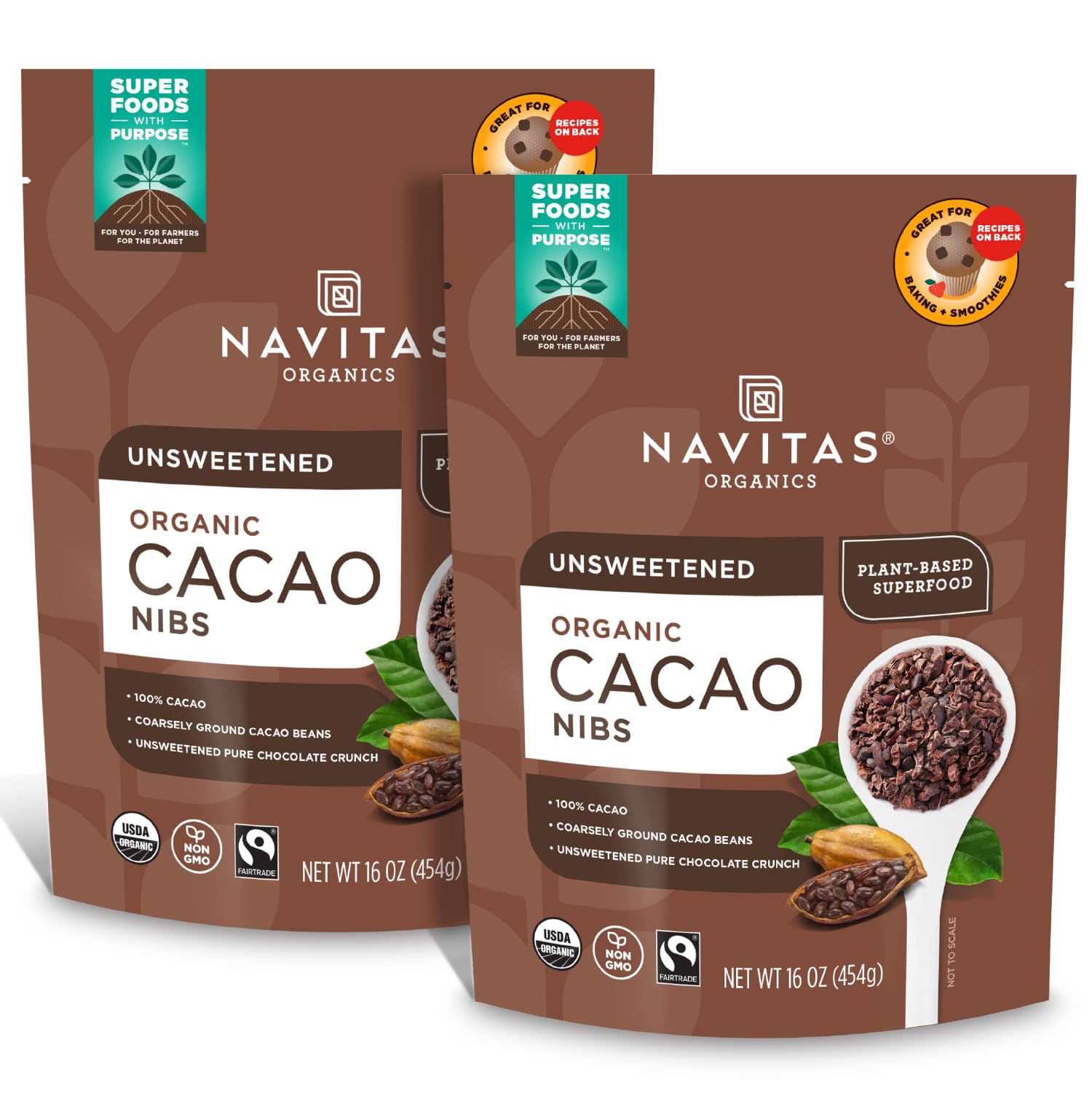Navitas Organics front packaging showing 16oz resealable bag and product labels
