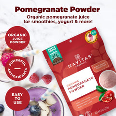 Navitas Organics powder close-up displaying fine texture and vibrant color benefit