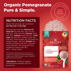 Navitas Organics spoon scoop of pomegranate powder for easy measuring benefit