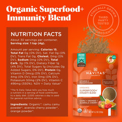 Navitas Organics powder close-up showing fine texture and vibrant color for easy mixing