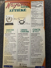 Nayama attieke texture closeup showing granular cassava couscous and quick rehydration benefit