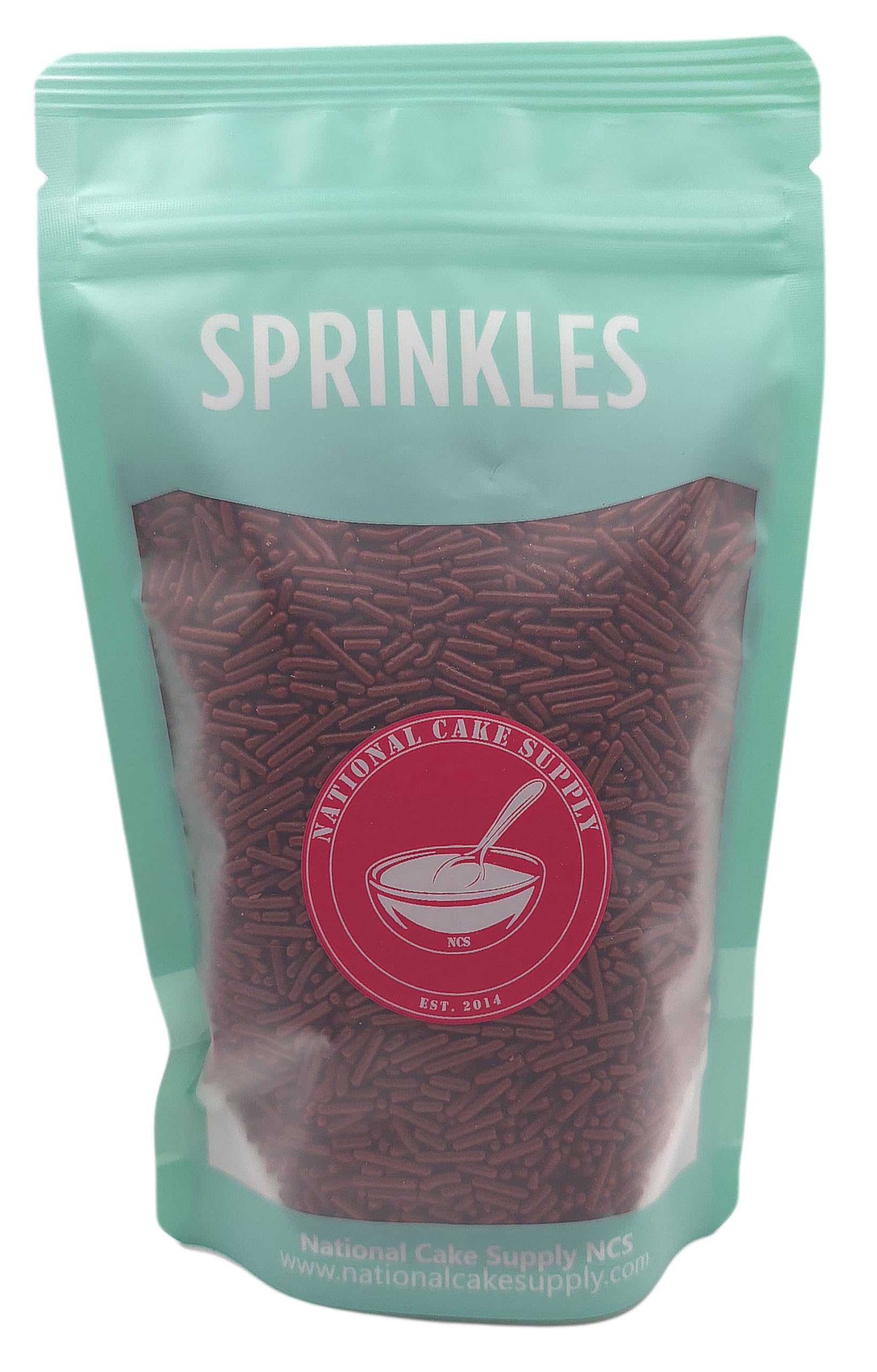 close-up of NCS dark maroon jimmies texture revealing color and sprinkle shape