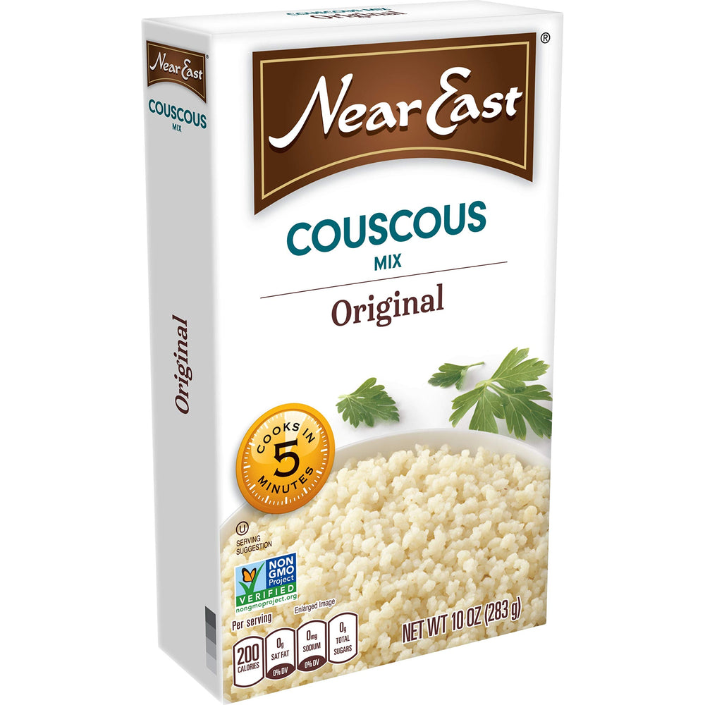 Near East pack of twelve boxes on pantry shelf for bulk convenience
