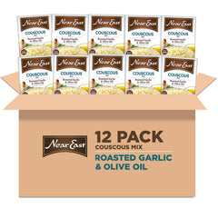 Near East front packaging showing roasted garlic olive oil flavor and quick cook benefit