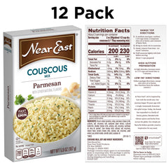 Near East open box with dry semolina couscous visible, easy-cook convenience