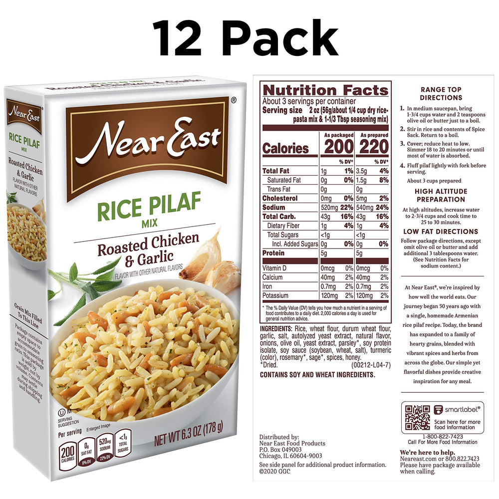 Near East opened box with seasoning packet and rice ready to prepare for convenience