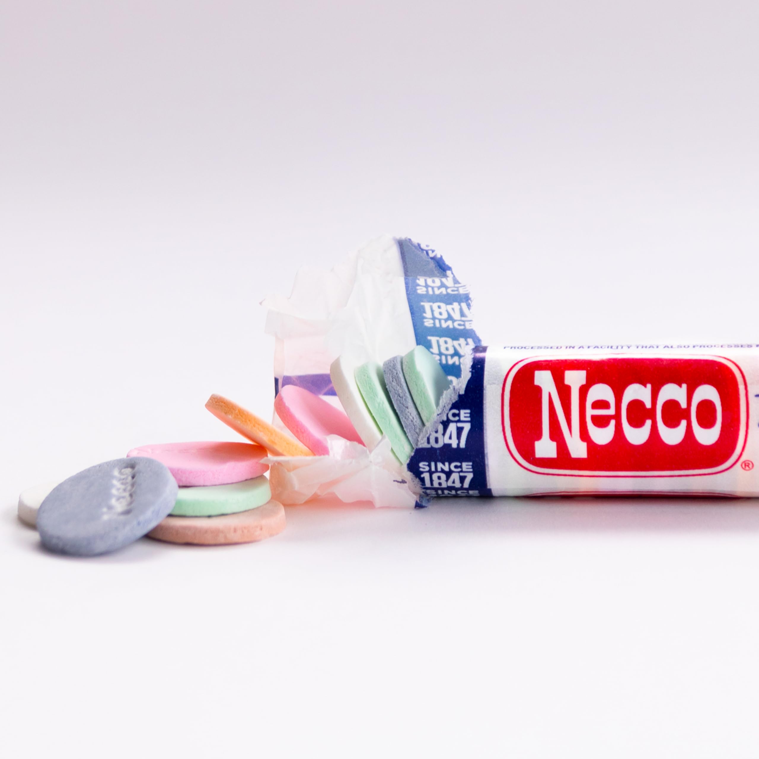 Necco wafer candy discs texture close-up showing thin crisp bites