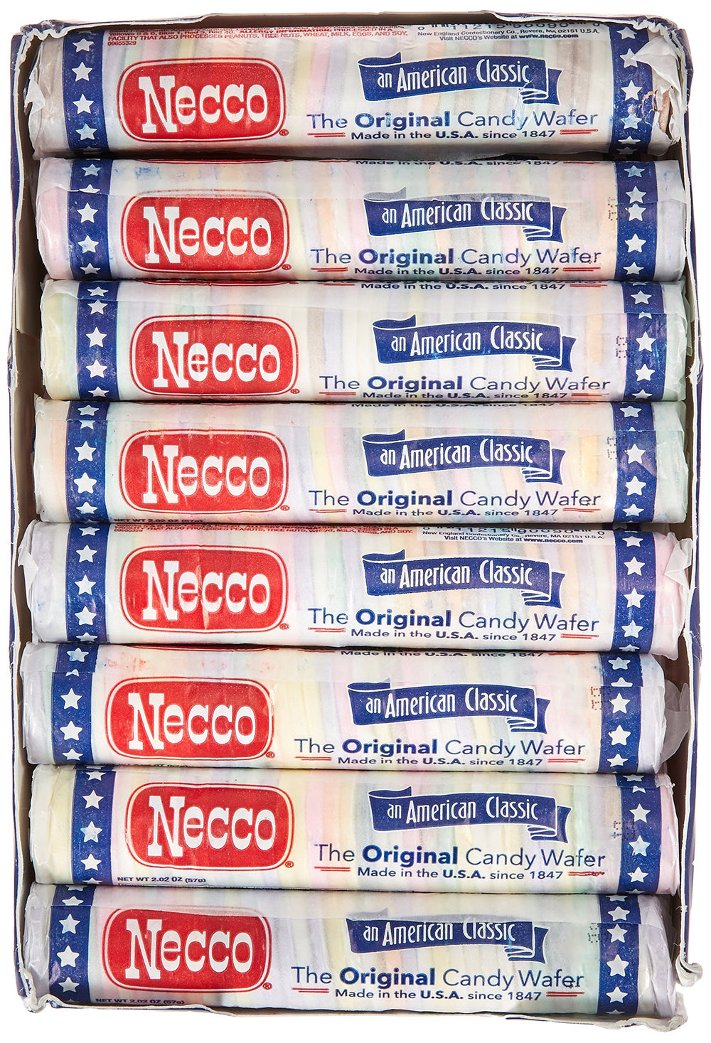 Necco rolls close-up revealing wafer texture and easy portioning benefit